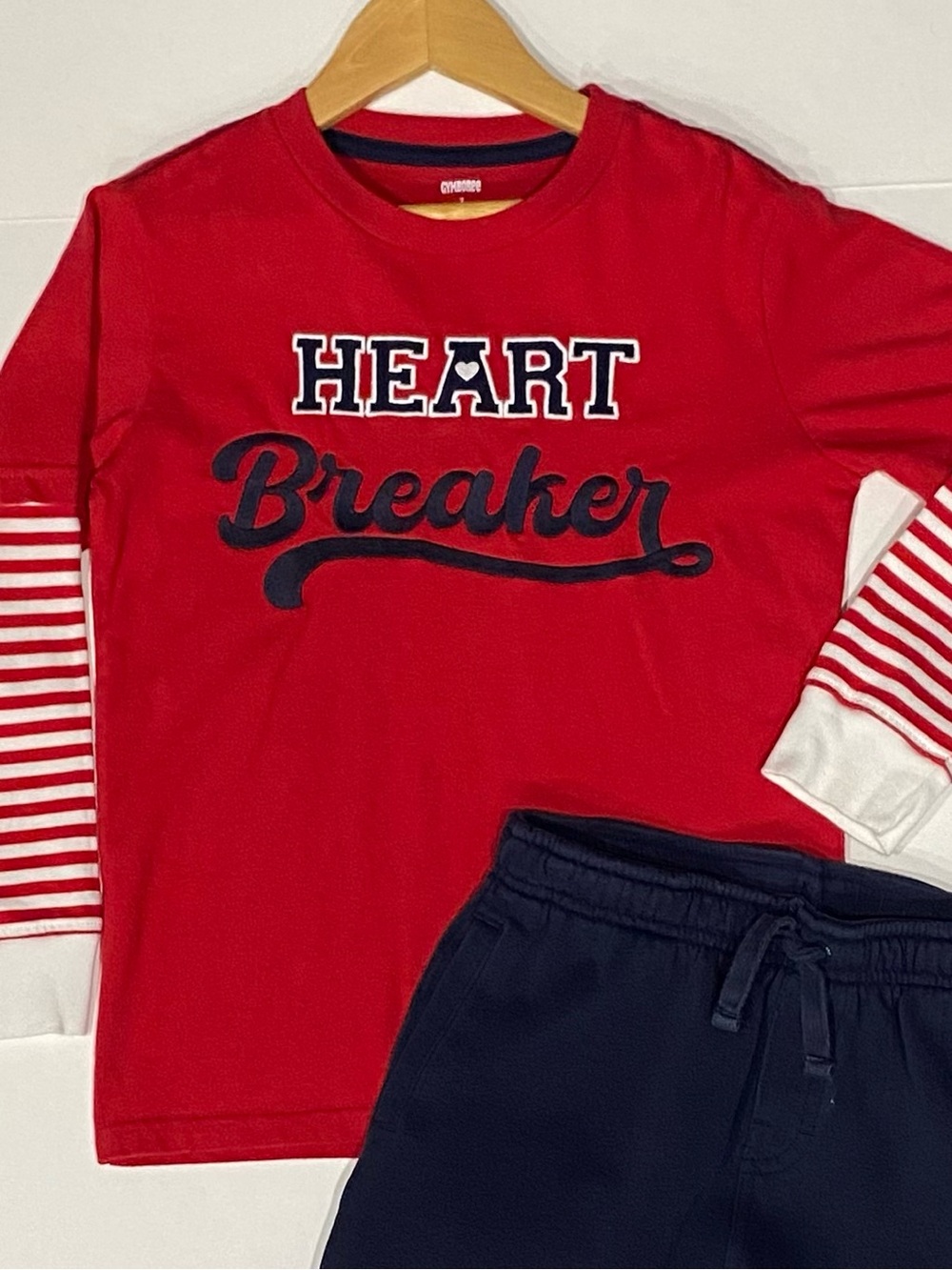Gymboree Boys ‘Valentine Cutie’ Red Heartbreaker Layered Look Top Size 7